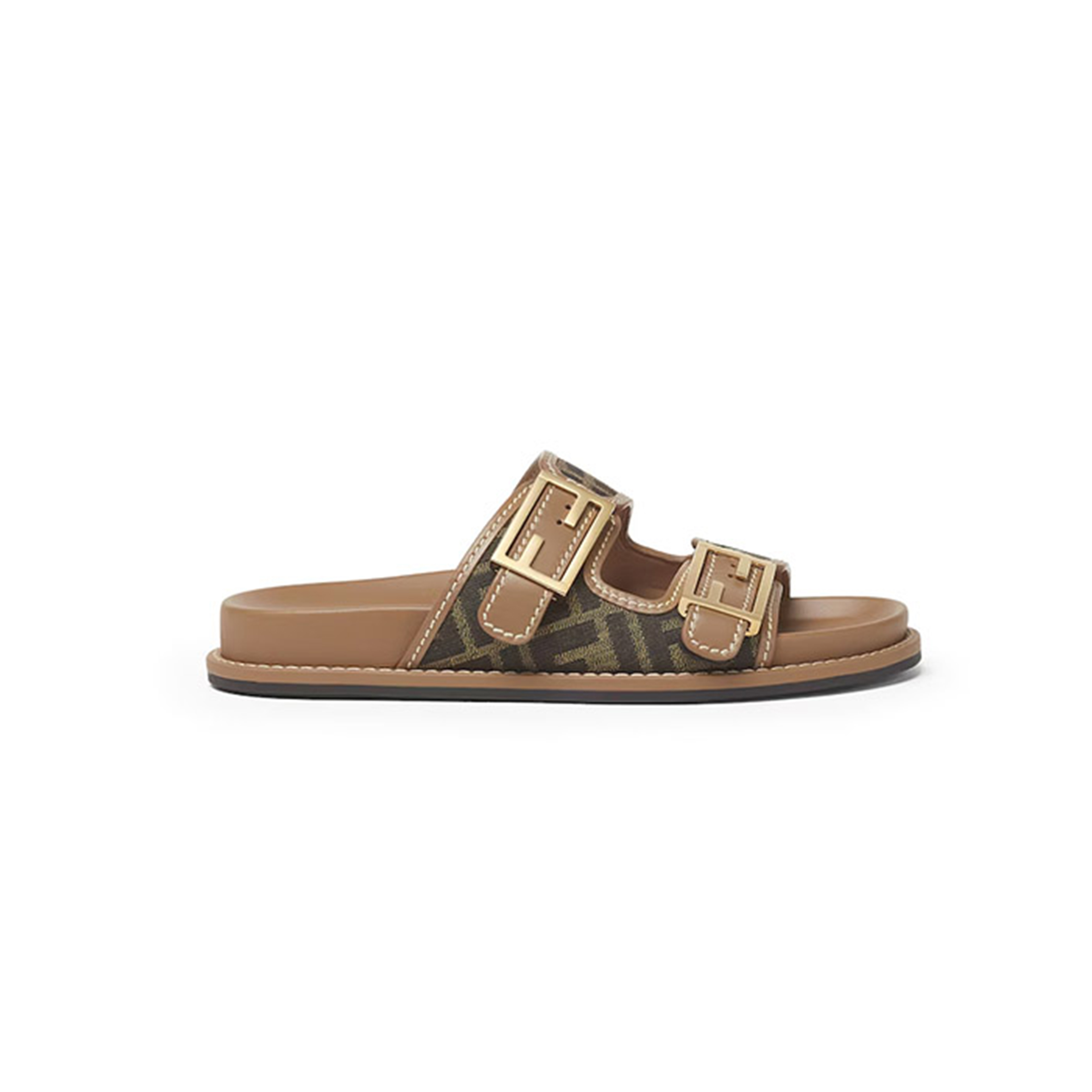 F**di feel brown ff fabric slides 8x8326aegvf1hhg
